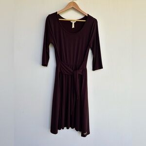 Matilda Jane Purple Tie-Front Dress Stretch Pockets 3/4 Sleeve Womens Size Small